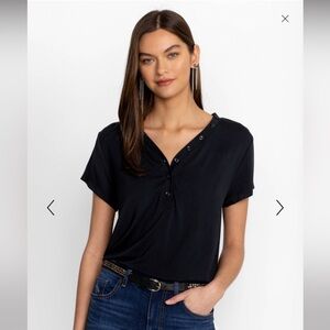 Johnny Was  MODAL JERSEY BUTTON NECK TEE